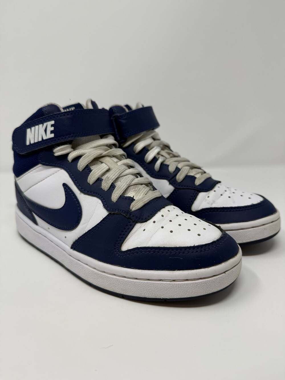 Nike Court Borough Mid 2 Youth White Blue Void Signal Blue Basketball Sneakers